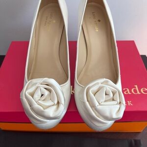 Kate Spade Ivory Heels with Rose Detail